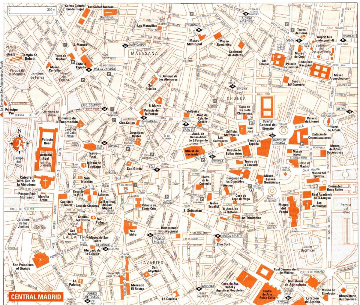 turist kart over Madrid sentrum