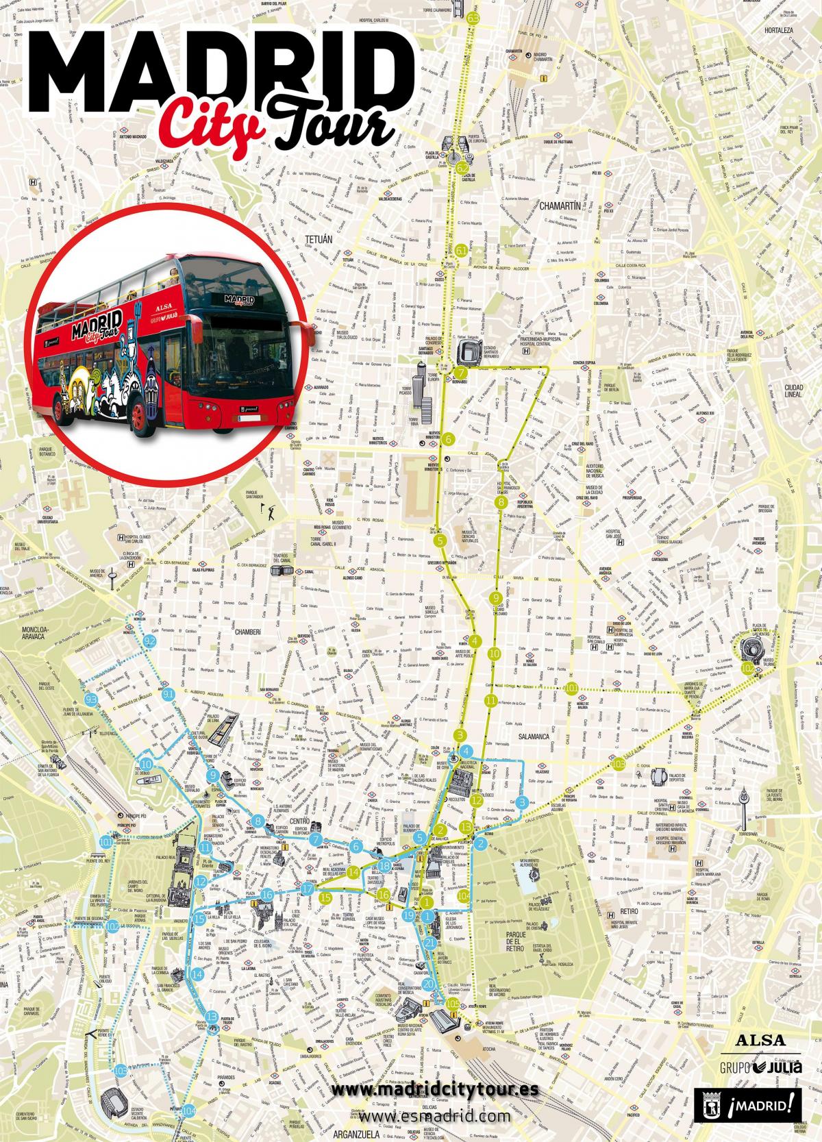 Madrid sentrum med buss kart