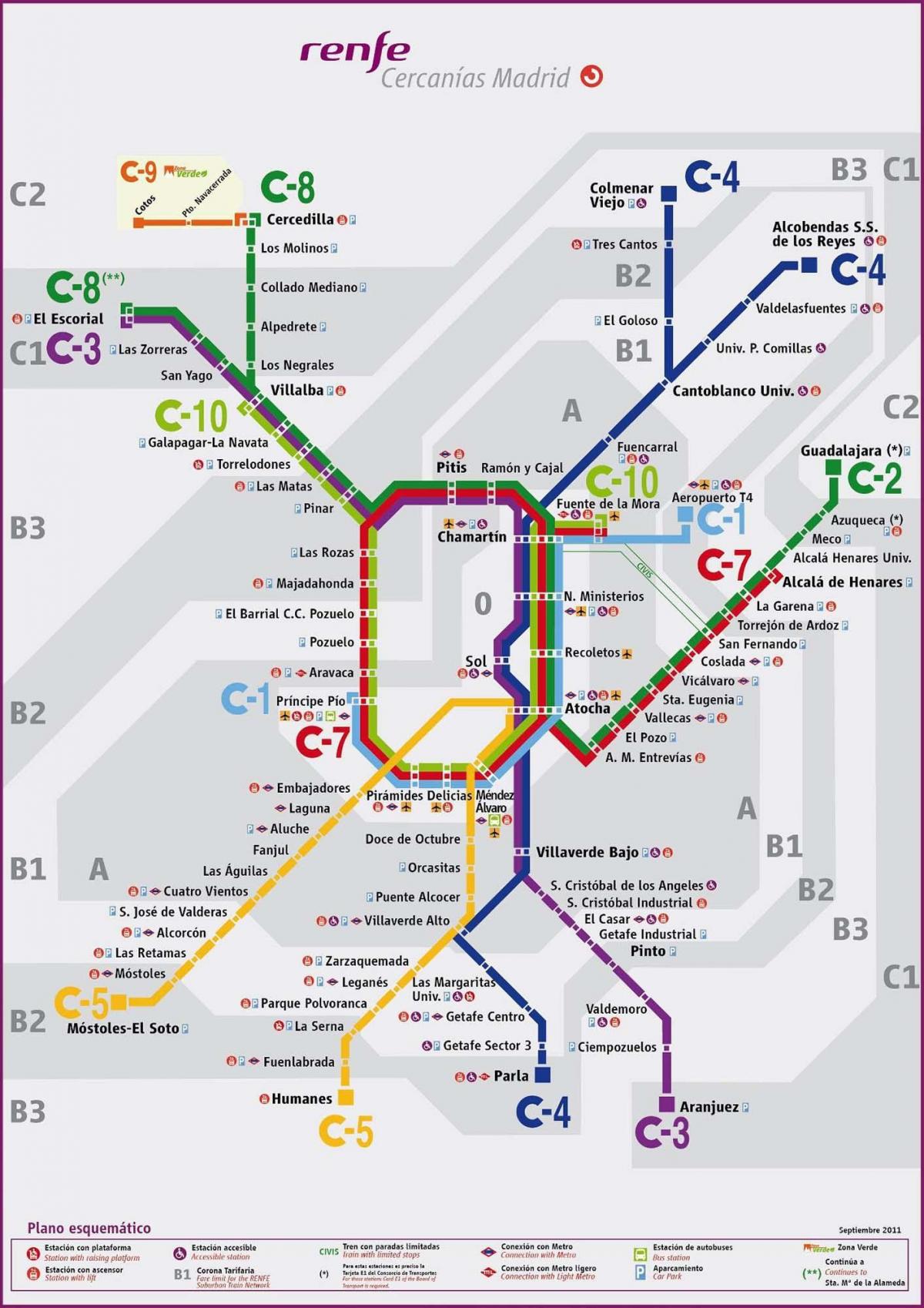 Madrid jernbane kart