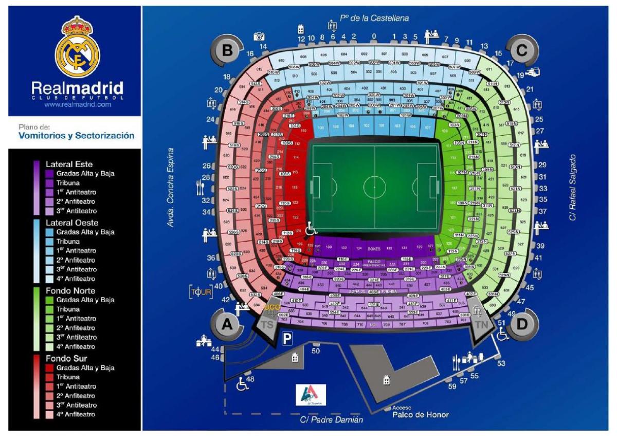 kart over real Madrid stadion