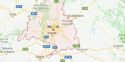 Kart av Madrid og omkringliggende byer